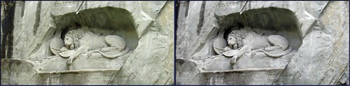 Mary's newest Switzerland--3D crosseye-the Lion monument of Luzern-2