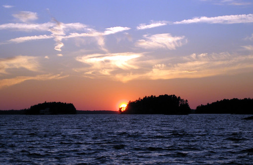 Sunday Sunset behind island
