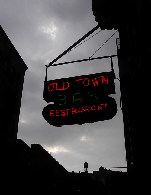 Old Town Bar Restaurant sign and canyon