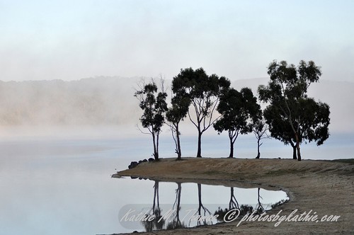 Early morning mist rising at Lysterfield Lake Park