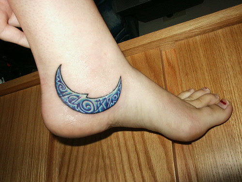 Tags: foot tattoo, moon
