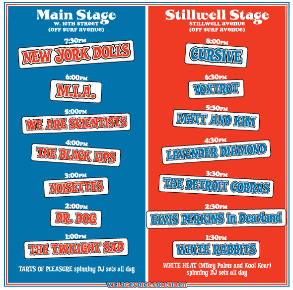 Siren Festival 2007 Schedule