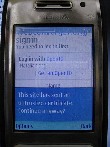Cert check on Nokia Web browser