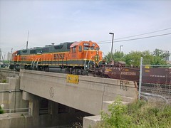 BNSF Railway transfer train entering the IHB Argo Yard. Summit Illinois USA. June 2007.