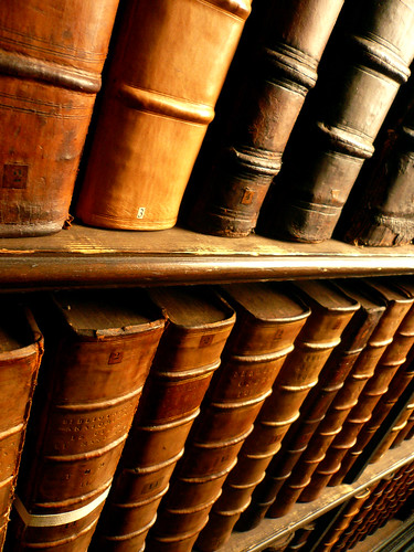 rows and rows of shelves of books that look just like this –