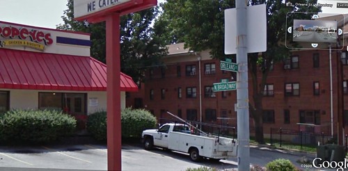 Douglas Homes & Popeye's, Orleans St & Broadway, Baltimore (via Google Earth)