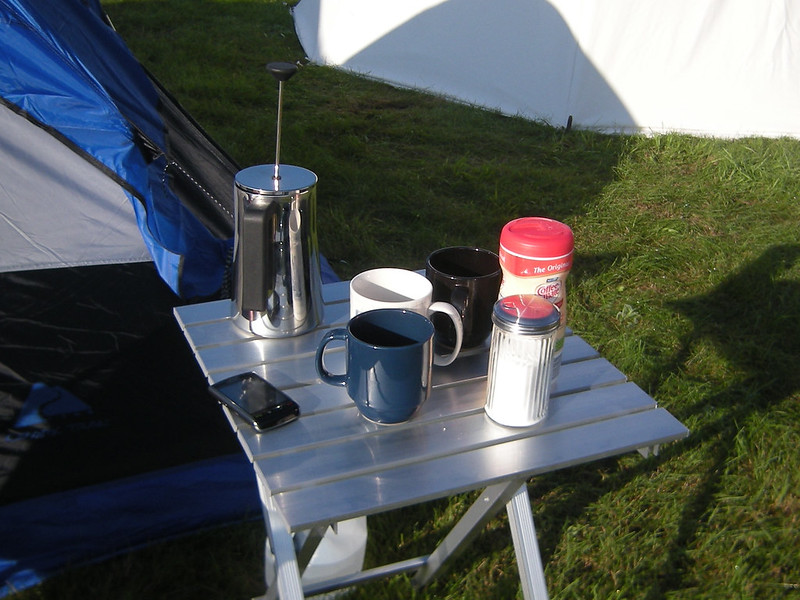 Camping Coffee Setup on a small table