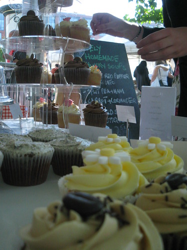 Our cupcakes at the Manchester Real Food Markets in Piccadilly Gardens
