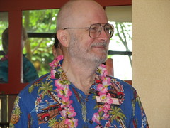 Vernor Vinge in a Hawaiin shirt