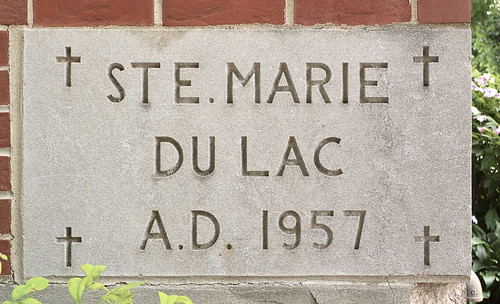 Sainte Marie du Lac Roman Catholic Church, in Ironton, Missouri, USA - cornerstone