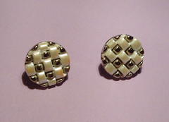 checkerboard button earrings