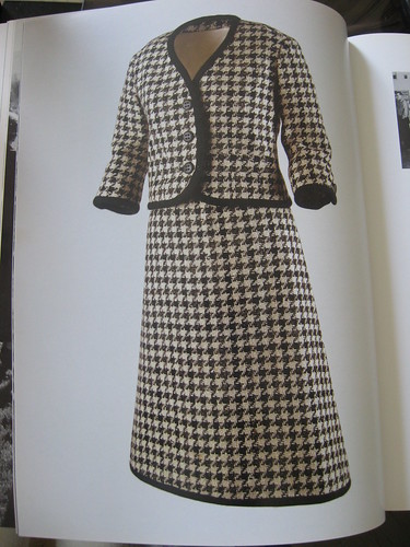 jackie kennedy suit. Jackie Kennedy Suit. Suit in black and white houndstooth tweed with black braided trim circa 1959. Designed by Bob Bugnand.