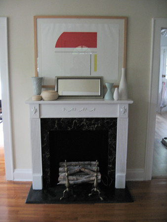 fireplace after paint closeup