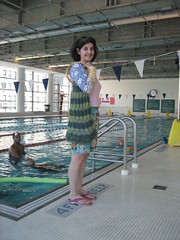 green bag at the pool