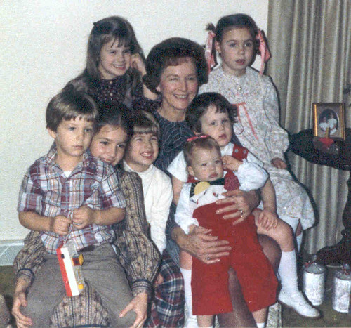 Edith & the grandchildren – Christmas Eve 1979