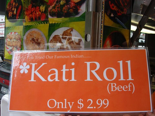 Signs for the new "Kati Roll" Cart, Midtown NYC
