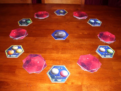 The initial layout and each players hexes