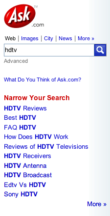 HDTV Refinements on ASK.com