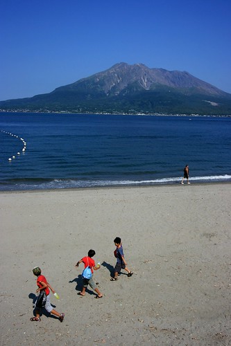 Sakurajima-mountain and sea