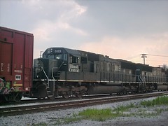 Former Illinois Central units on a westbound Canadian National freight train. Crawford Yard. Chicago Illinois USA. June 2007.