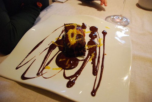 Spain: Dark chocolate cake with Sevilla orange sauce.