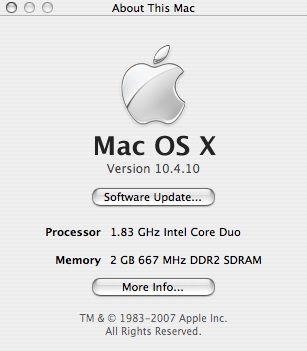Mac OS X 10.4.10 comes here