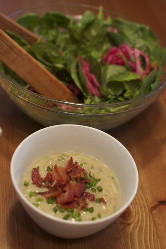 Sunchoke & Chive Soup with Spinach Salad