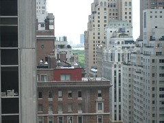 view from the hotel window--you can just see central park in the distance