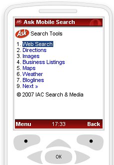 Screenshot of Ask Mobile Search