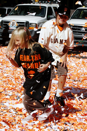 SF Giants Victory Parade: Playing in Confetti