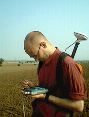Kurt surveying with backpack GPS