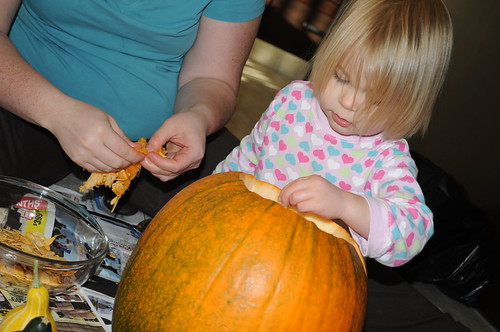 Cleaning out the pumpkin