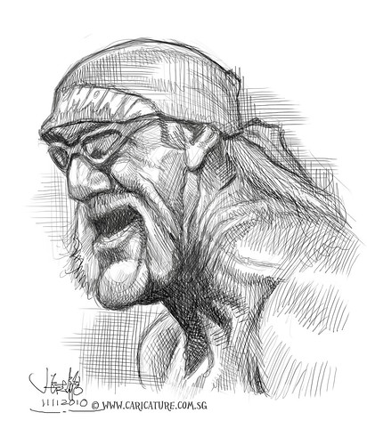 digital caricature sketch of Hulk Hogan