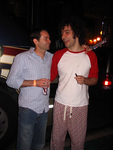Albert Hammond Jr hanging out in his pajamas after the show