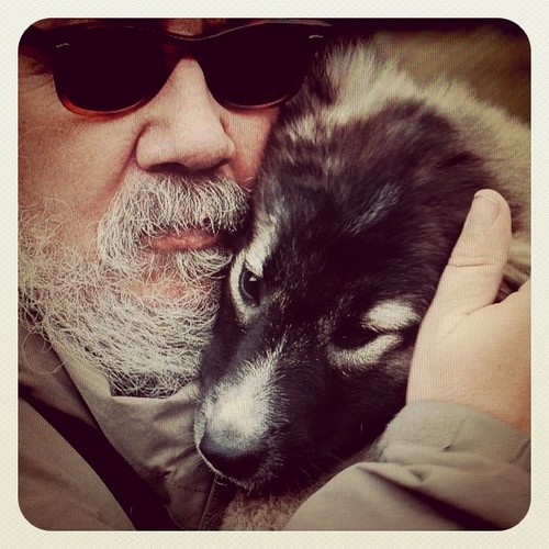 Mike Bourgault with puppy