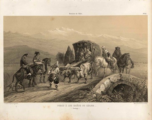 035-Paseo a los baños de Colina en Santiago-Atlas de la historia física y política de Chile-1854-Claudio Gay