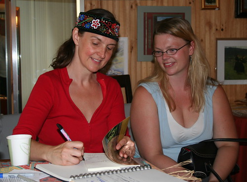 Kari Tauring signs her book for Marin Amdal