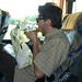 Edo mangia sull'autobus per Salamanca
