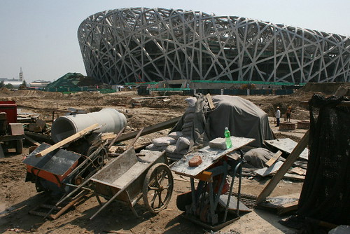 Beijing's Olympic Stadium - the "Bird's nest - in July 2007