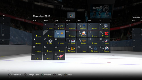 NHL GameCenter PS3 - Calendar with Sharks favorite team