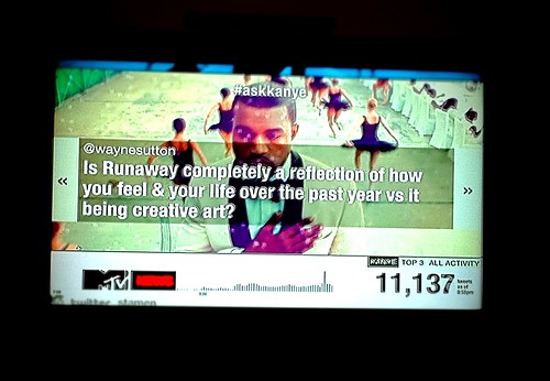My Tweet on TV via @MTV & @KanyeWest during the #askkanye segment with @RealSway