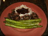 Beef Roulade with whiskey demi-glaze,asparagus and garlic mashed potatoes
