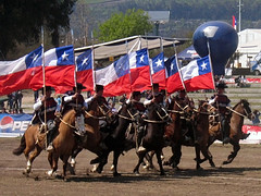 Chilean cowboys on horseback