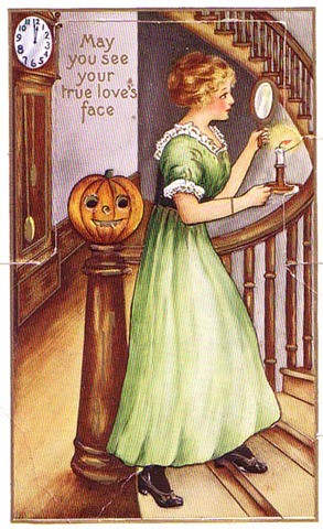 halloween_vintage-halloween-woman-mirror-pumpkin-candle-clock-card