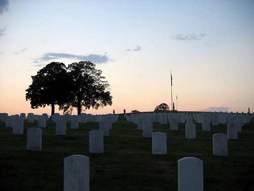 Cemetery evening sky