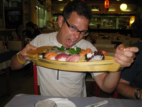 Swiss devours his sushi sampler