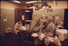 Woman About to Give Birth in the Delivery Room of Loretto Hospital in New Ulm, Minnesota...