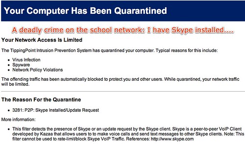 Quarantine Notification - Skype installed