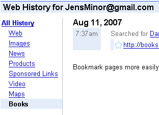 Google Web History Book Search