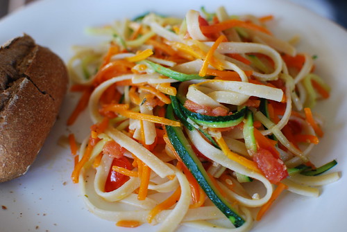 Julienned Carrots & Zucchini with Pasta